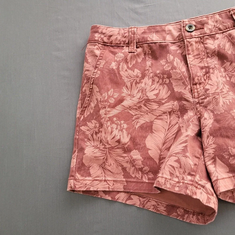 ana A New Approach Womens Mauve Floral Mid‎ Rise Twill Shorts Size 6 Boho Y2K